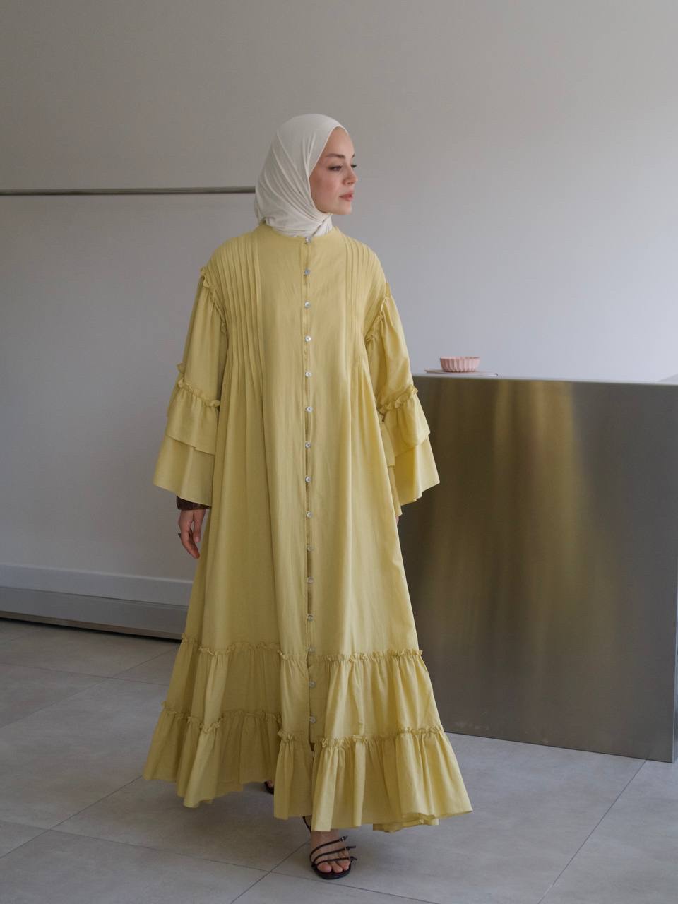 Amal Ribbed Dress- Butter Yellow - Image 4