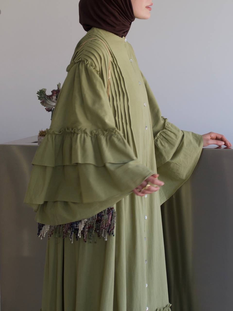Amal Ribbed Dress- Olive - Image 3