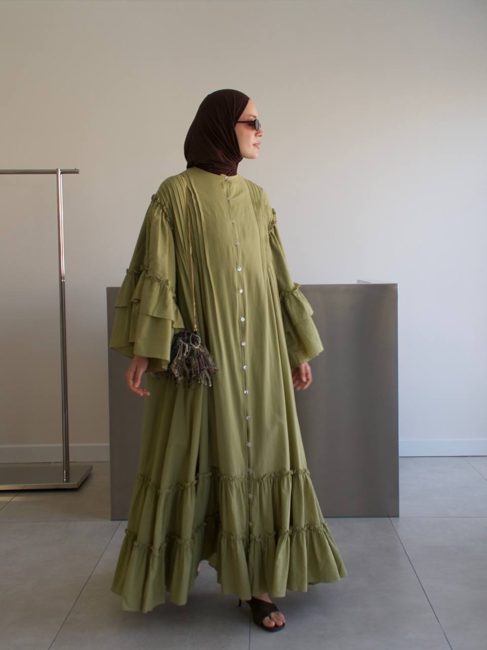 Amal Ribbed Dress- Olive - Image 4