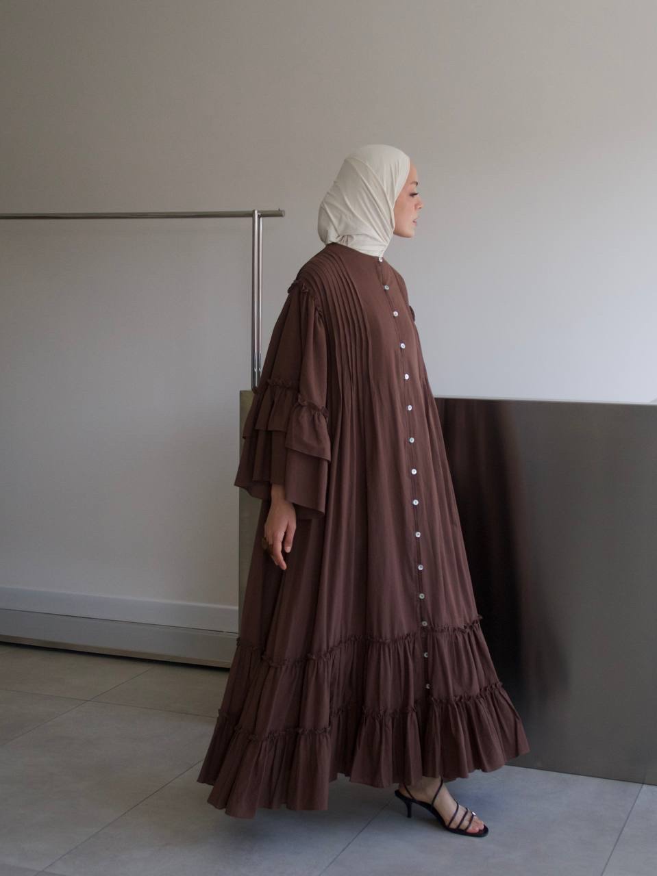 Amal Ribbed Dress- Chocolate Brown - Image 3
