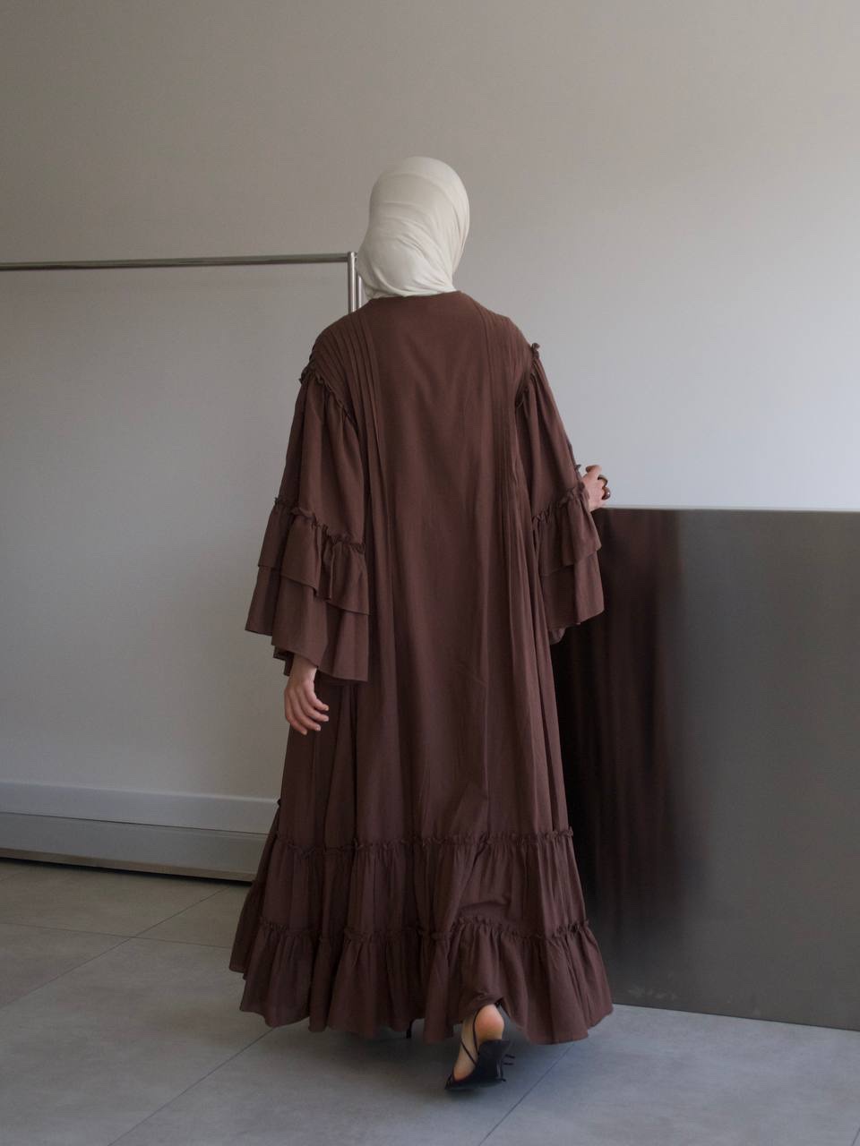 Amal Ribbed Dress- Chocolate Brown - Image 4