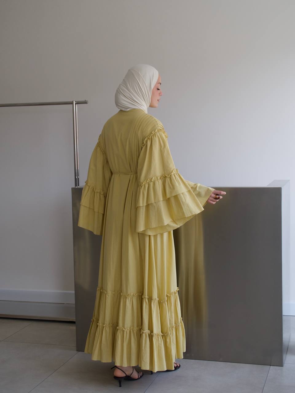 Amal Ribbed Dress- Butter Yellow - Image 3
